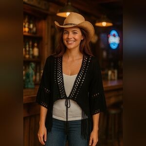 Another Story  Bolero with Fringe & Crocheting, S